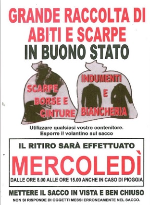 Attenzione! Servizio domiciliare di raccolta abiti usati non autorizzato